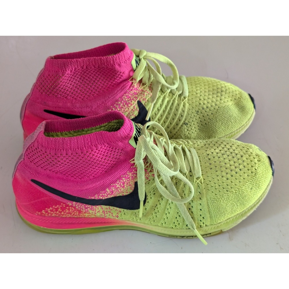 Nike Zoom All Out Flyknit Unlimited Sz. 8.5 Volt Pink Bright Yellow NO LINER/TAG